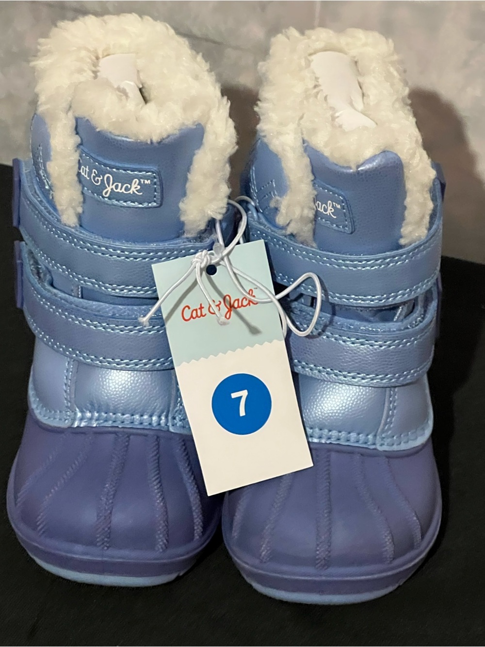 NWT Cat & Jack Toddler Winter Snow Boots Iridescent Blue Size 7